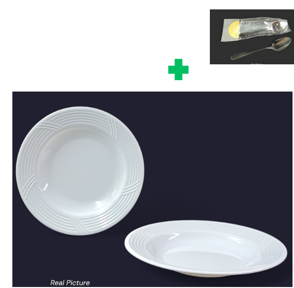 🤑🥑**HOT DEALS 🔥 🥑🌽ONLY AT KILIMALL !!! **🥑 12Pcs Brand New High Quality Durable & Stylish  MELAMINE UNI PLAIN SOUP PLATE 10"....That Comes with a Free Set of Spoons