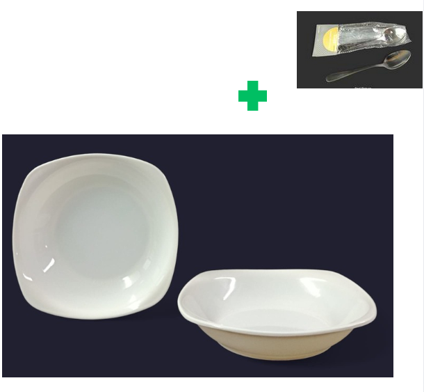 [📢PRICE DROP ALERT! SAVE BIG ON YOUR FAVES 🤑!!!]  12Pcs Brand New High Quality Durable & Stylish MELAMINE UNI PLAIN SQUARE BOWL 7"...That Comes with a Free Set of Spoons