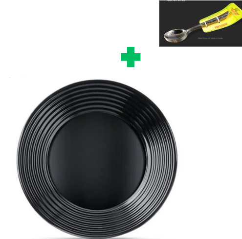 [🔥 AMAZING LIMITED OFFER JUST FOR YOU 🤩🤩✨ !!! ] 6Pcs Brand New Very Quality Durable & Stylish Luminarc Diwali Black Soup Plate – 20cm .. That Comes With a Free Set Of Spoons