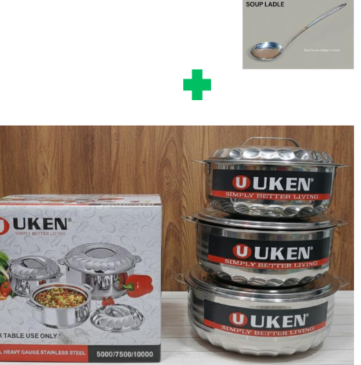 [📢PRICE DROP ALERT! SAVE BIG ON YOUR FAVES 🤑!!!] 3Pcs Brand New Very Quality Durable & Stylish Uken hotpot 5000ml,7500ml &10000ml . That Comes With a Free 3Pcs Of Serving Spoons