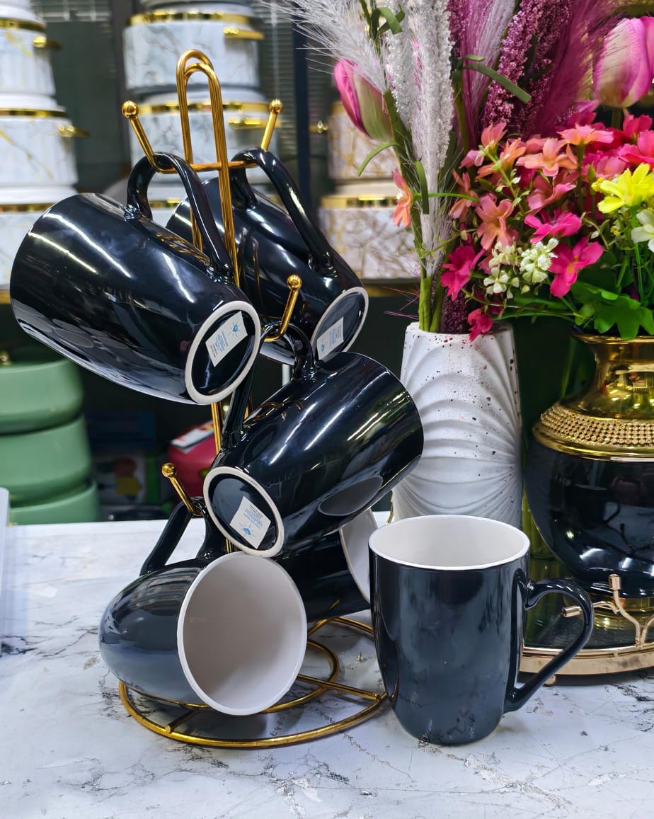 🚀 LIMITED STOCK 🔥 – 6 PC Black Mug Set – Microwave & Dishwasher Safe ☕ Durable Ceramic Cups for Home, Office & Gift at Affordable Price 🏷️