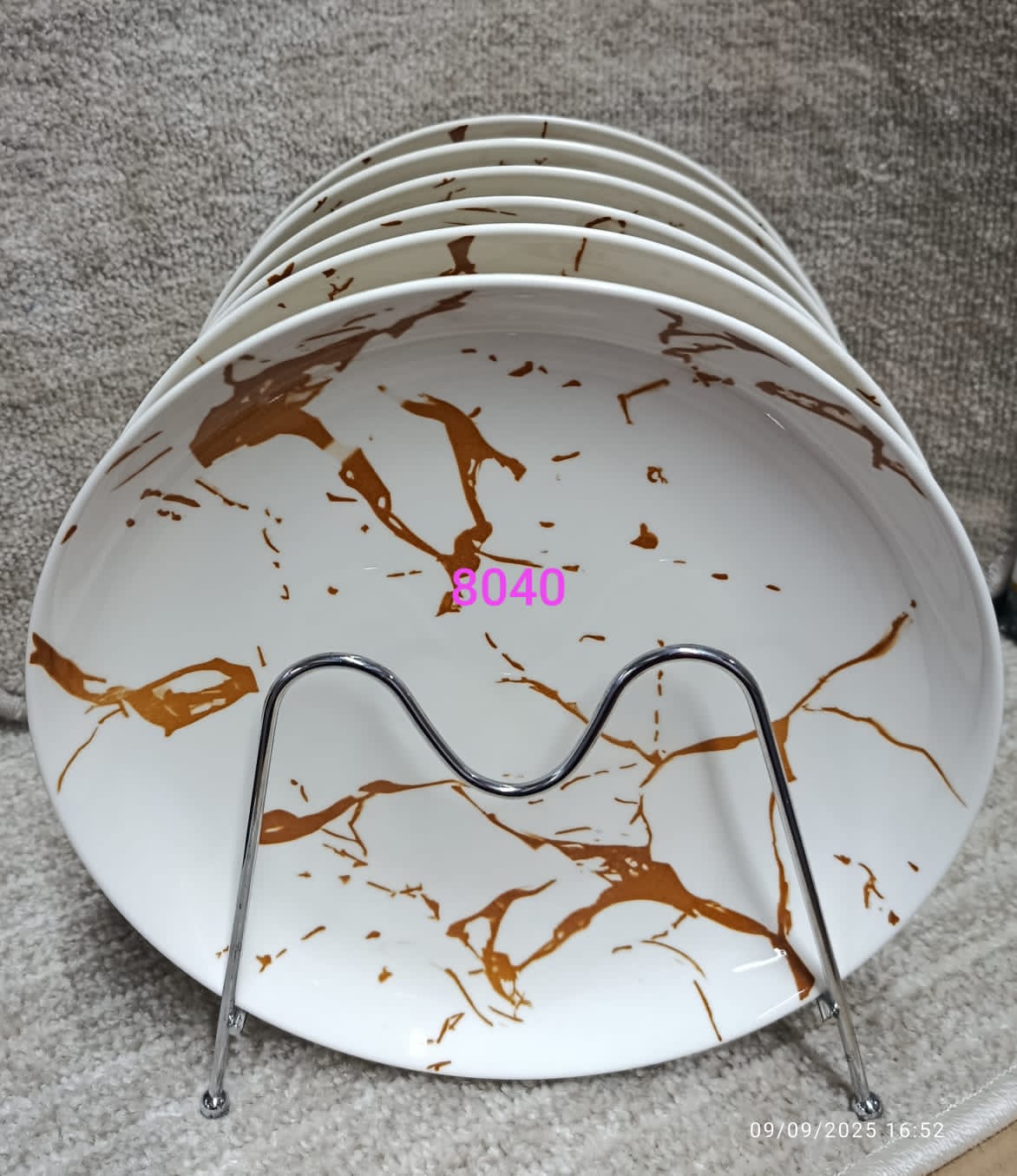 \🎯 LIMITED OFFER 🎯 - 6pc Brown Marble Ceramic Plates Set – High Quality, Modern & Affordable
