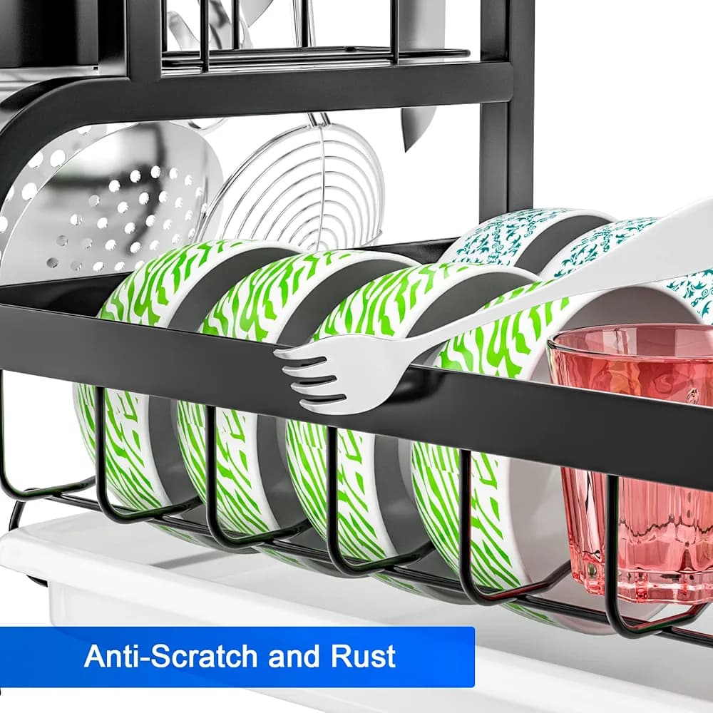 💥 SUPER OFFER 💥 - 2-Tier Stainless Steel Dish Rack, Easy to Assemble, Durable & Space-Saving – Perfect Kitchen Organizer