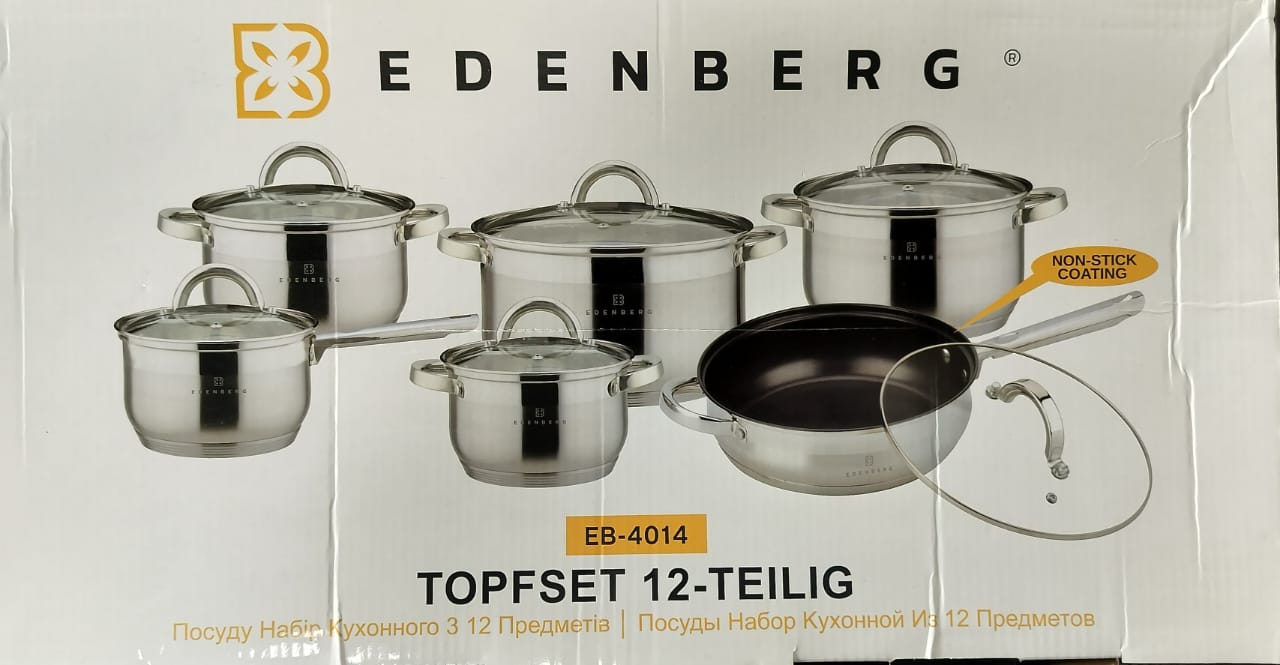 🔥 SPECIAL OFFER 🔥  - 12pcs Edenberg Cookware Set: 1×Saucepan 2.1L, 1×Casserole 2.1L, 1×Casserole 2.9L, 1×Casserole 3.9L, 1×Casserole 6.5L, 1×Deep Fry Pan 3.4L 💥All with Lids