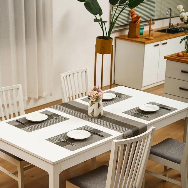6pcs pvc  table mats plus one table runner