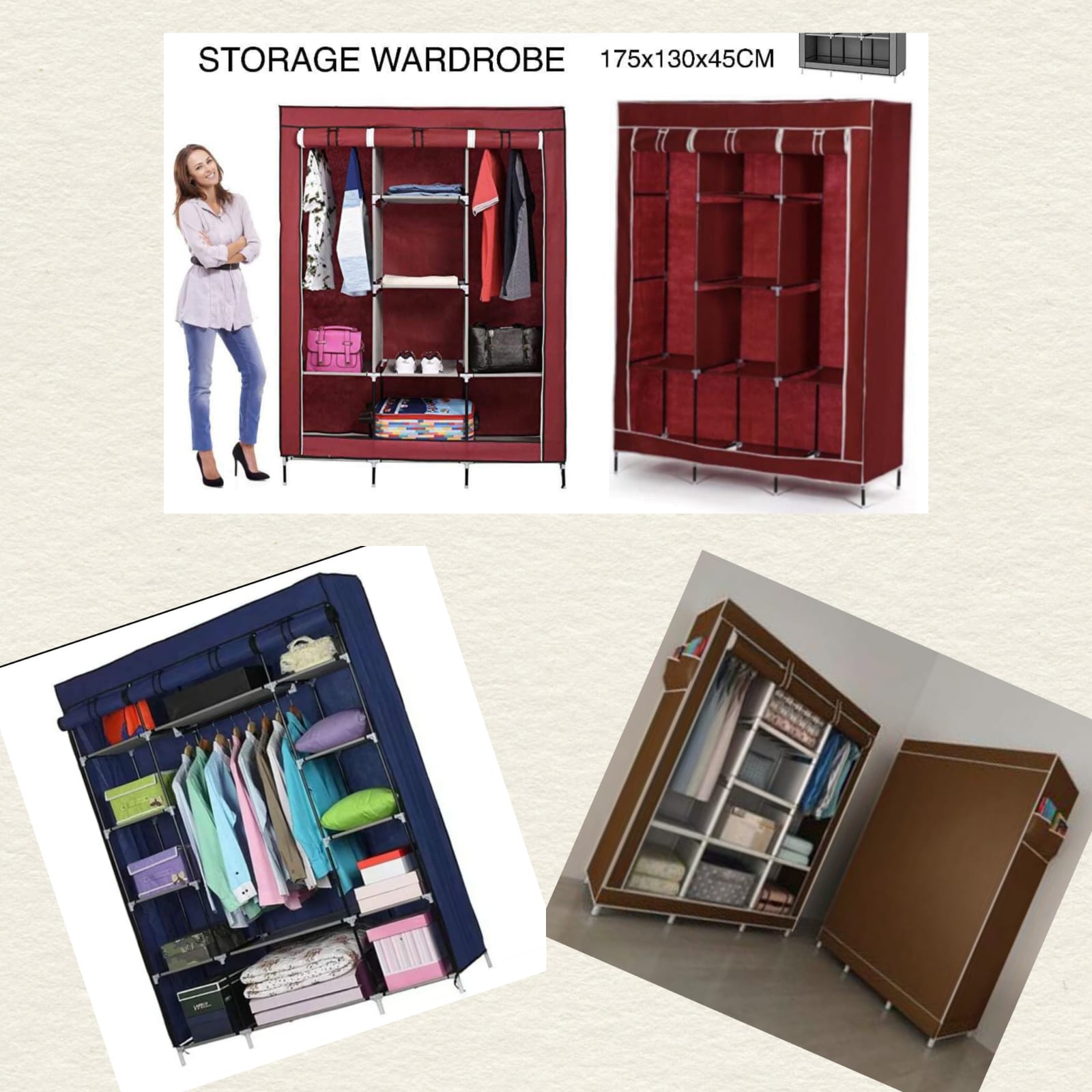 3 columns metallic wardrobes