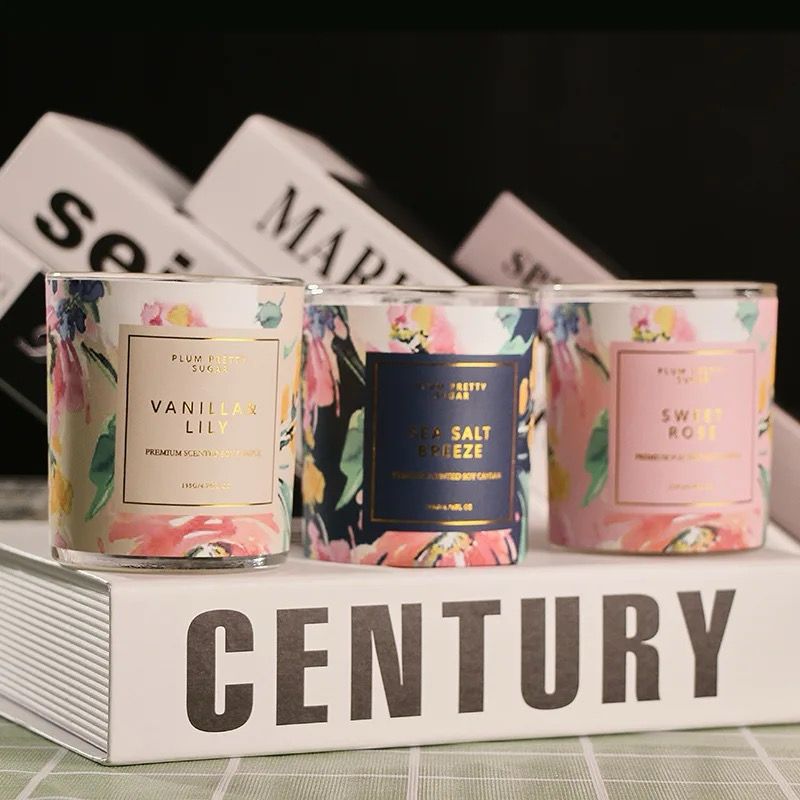 Botanical Scents Aromatherapy Scented Candles, Natural Lasting Fragrance, Smokeless, Stress Relief, Accompanying Gifts Scents ( sea salt ,jasmine , sweet rose,vanilla&Lily