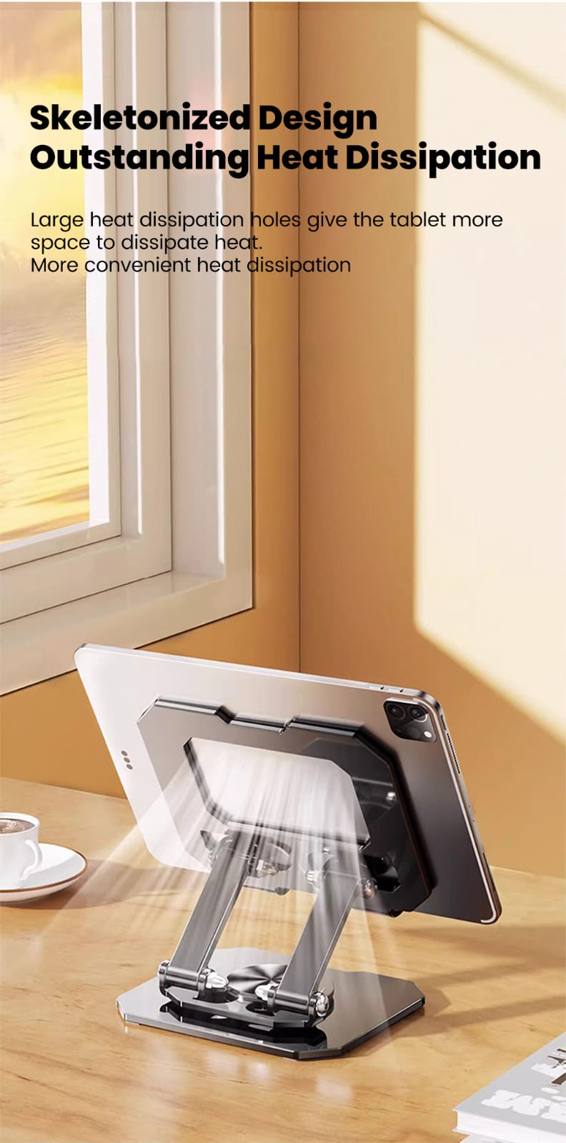 Rotatable Tablet Stand Adjustable Foldable Desktop Stand Holder Compatible For 4.7-12 Inch Ipad Pro/Air/Min Laptop Tablet 360°