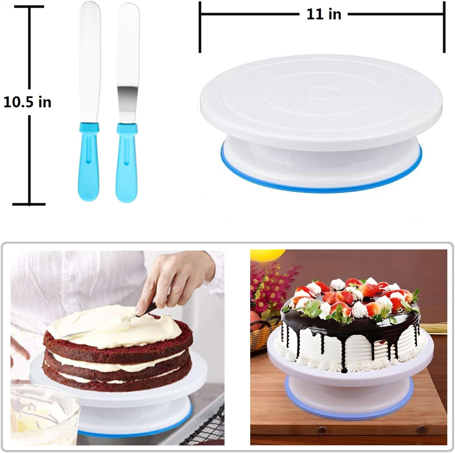 Cake Decorating Kit with Cake Turntable,Cake Leveler,54 Numbered Icing Piping Tips,2 Spatulas,3 Comb Scrapers, Couplers, Bag Ties, Pastry Bags,12 Cupcake Liners