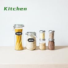 Reusable Waterproof Chalkboard Labels Blackboard Mason Jar Stickers Blackboard Stickers for The Kitchen, Pantry, Mason Jars, Wine Glasses (Black)with pen