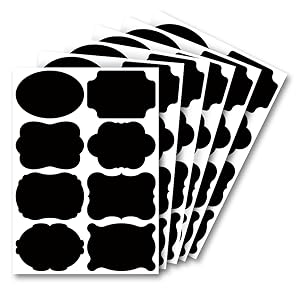 Reusable Waterproof Chalkboard Labels Blackboard Mason Jar Stickers Blackboard Stickers for The Kitchen, Pantry, Mason Jars, Wine Glasses (Black)with pen