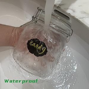 Reusable Waterproof Chalkboard Labels Blackboard Mason Jar Stickers Blackboard Stickers for The Kitchen, Pantry, Mason Jars, Wine Glasses (Black)with pen