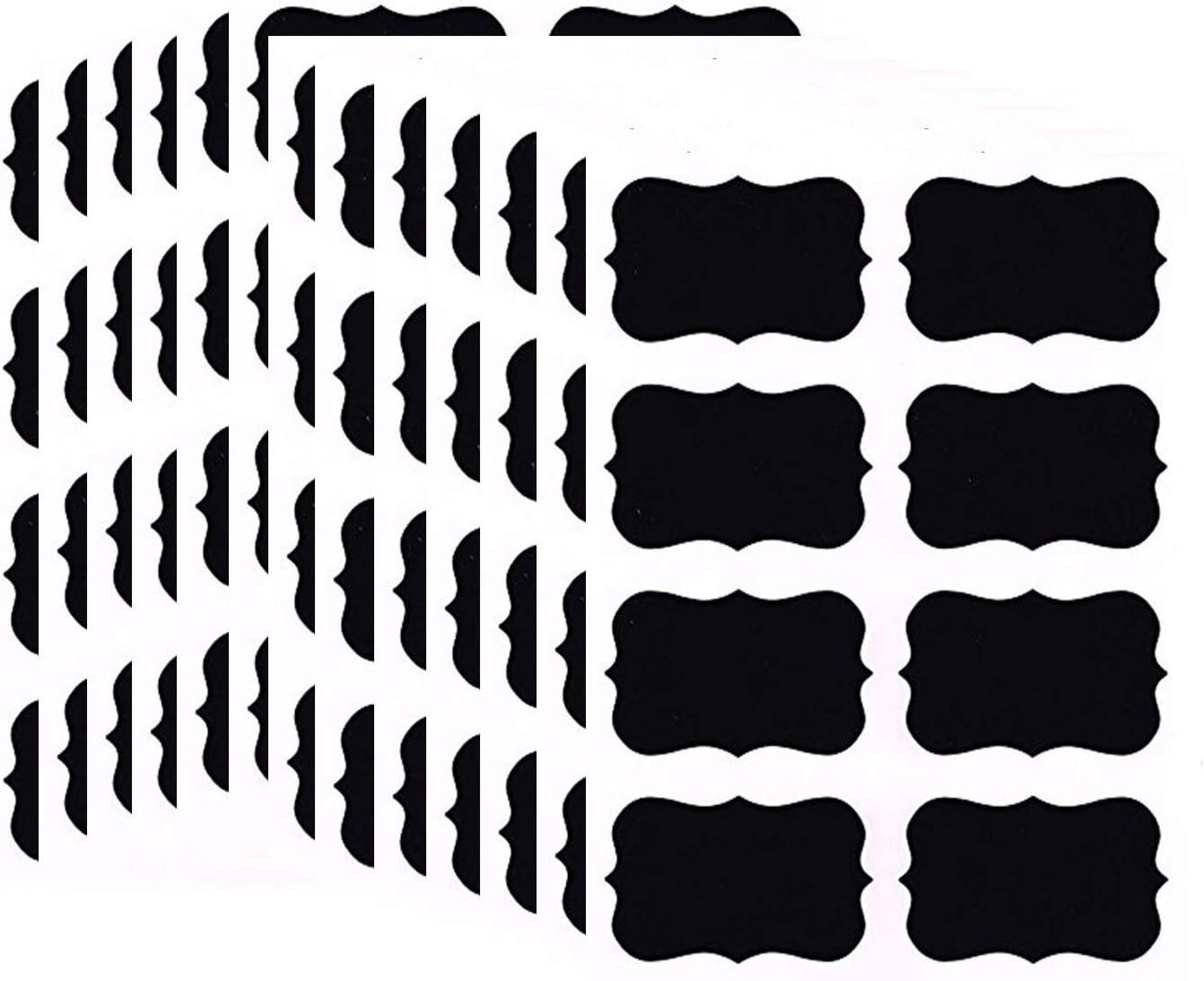 Reusable Waterproof Chalkboard Labels Blackboard Mason Jar Stickers Blackboard Stickers for The Kitchen, Pantry, Mason Jars, Wine Glasses (Black)with pen