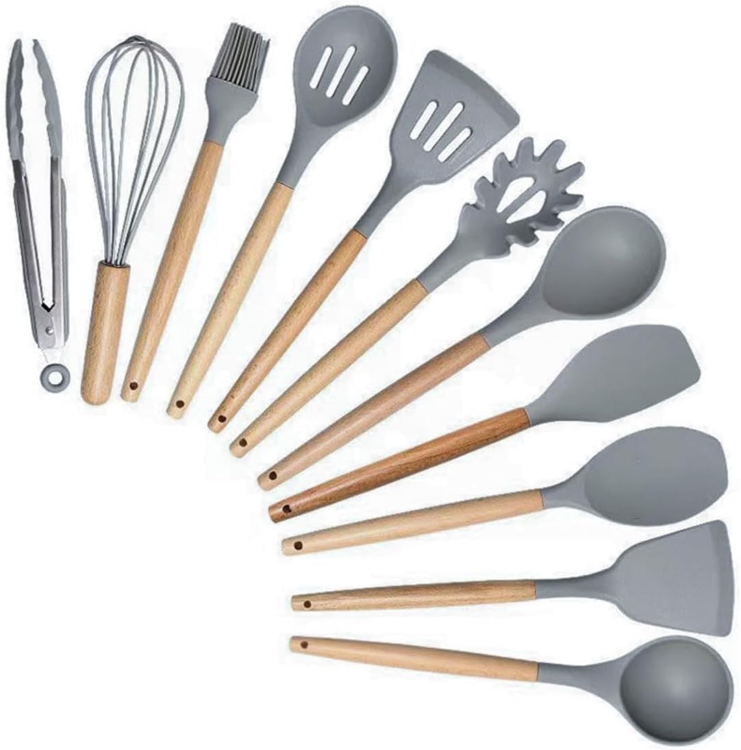 Cooking Utensils Set,19 Kitchen Set Utensils Set with 11 Pieces Spatula Cooking Utensils,Heat Resistant Silicone Utensils 6 Piece Sharp Knife Set 2 Pieces Utensil Cutting Board