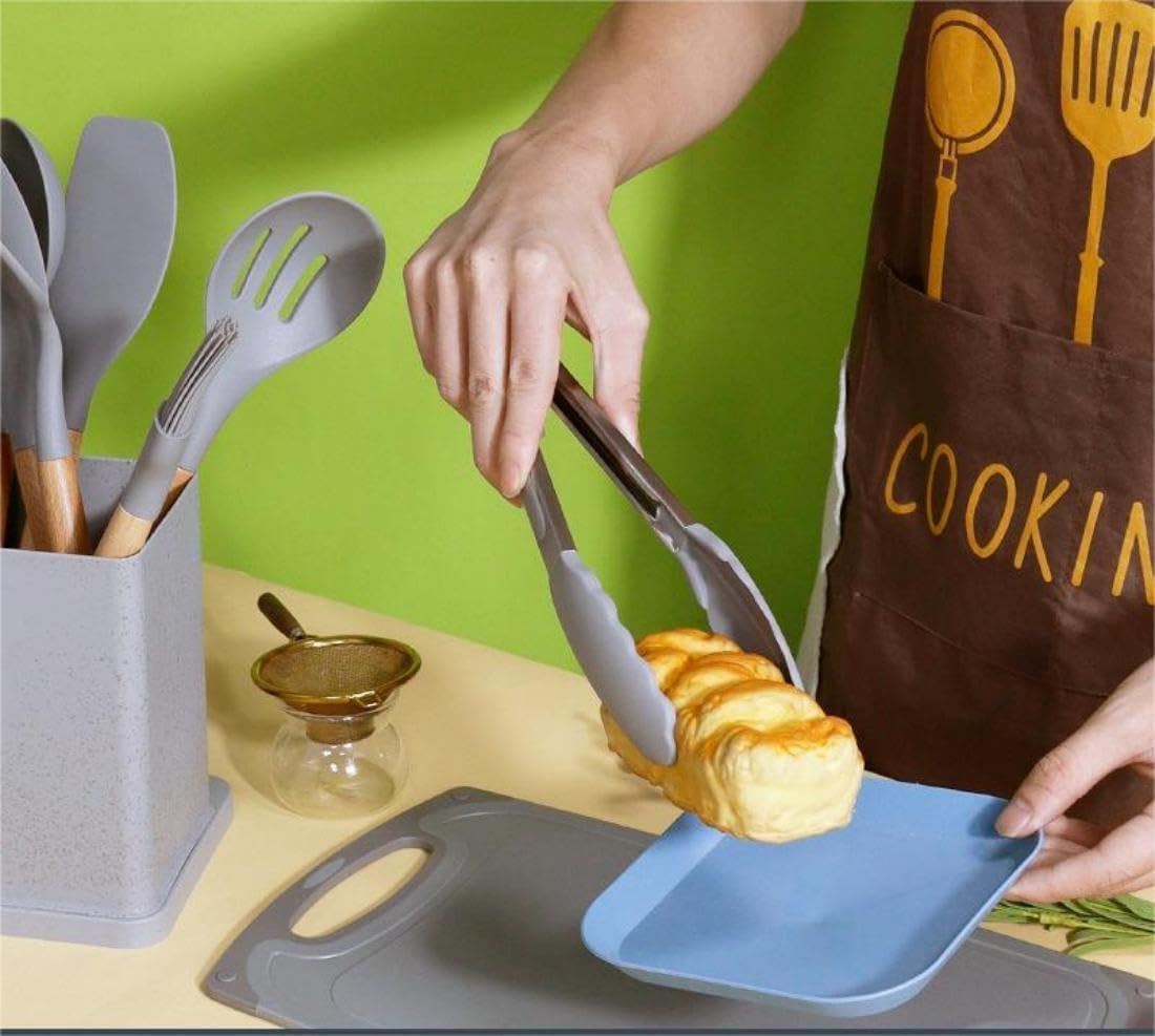 Cooking Utensils Set,19 Kitchen Set Utensils Set with 11 Pieces Spatula Cooking Utensils,Heat Resistant Silicone Utensils 6 Piece Sharp Knife Set 2 Pieces Utensil Cutting Board