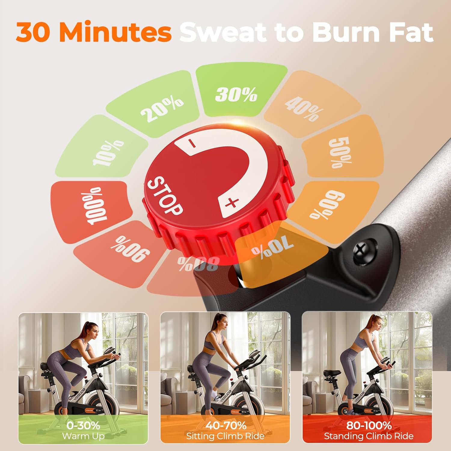 Exercise Bike - Magnetic Stationary Bike for Home Gym - Indoor Cycling Bike with Tablet Mount & Comfortable Seat Cushion, 350LBS  (160Kg) Weight Capacity, Belt Drive Workout Bike