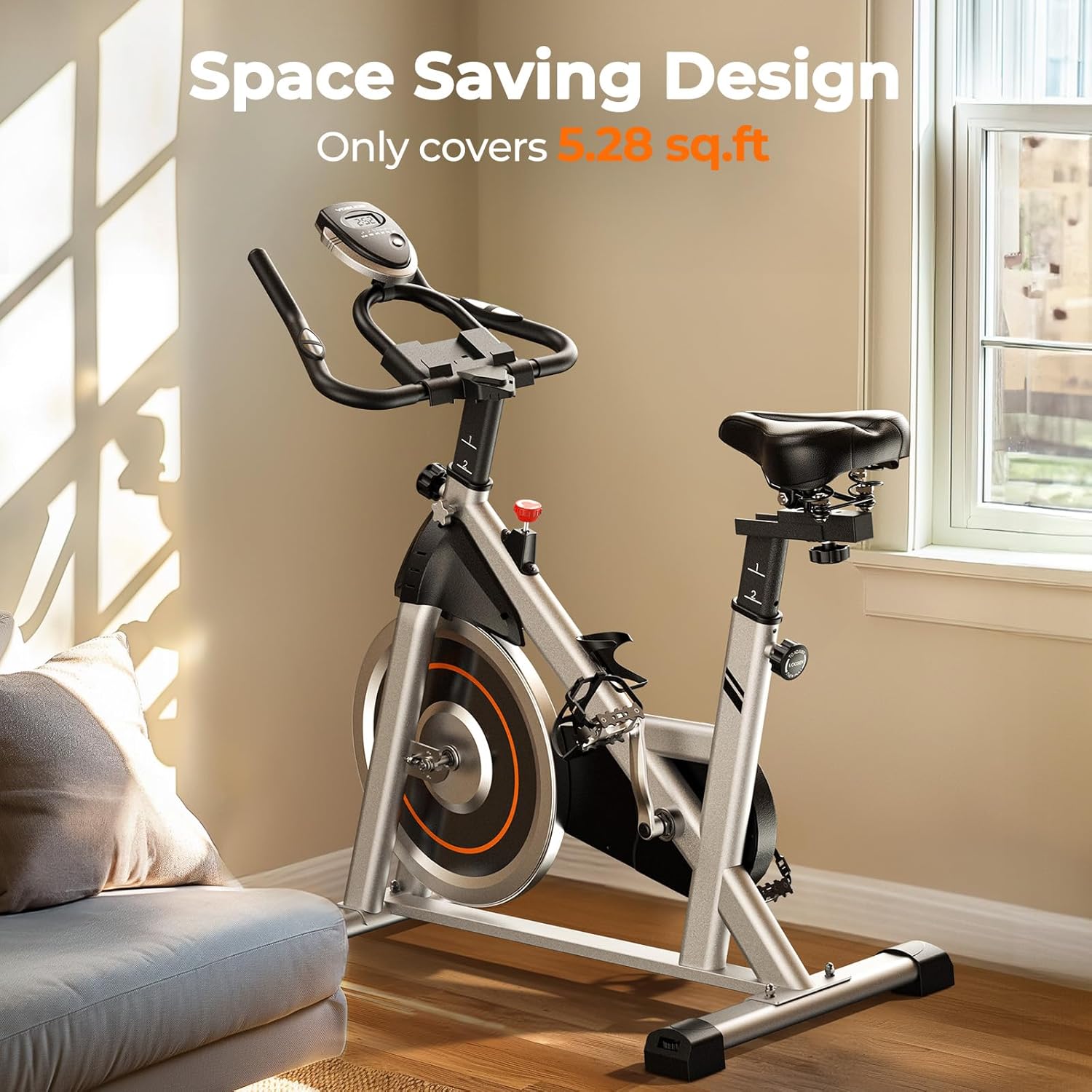 Exercise Bike - Magnetic Stationary Bike for Home Gym - Indoor Cycling Bike with Tablet Mount & Comfortable Seat Cushion, 350LBS  (160Kg) Weight Capacity, Belt Drive Workout Bike