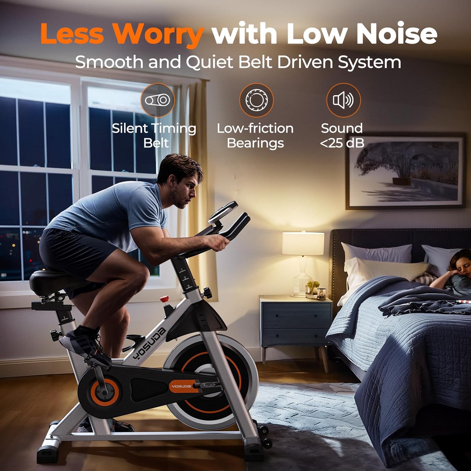 Exercise Bike - Magnetic Stationary Bike for Home Gym - Indoor Cycling Bike with Tablet Mount & Comfortable Seat Cushion, 350LBS  (160Kg) Weight Capacity, Belt Drive Workout Bike