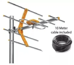 Digital TV Aerial + Cable.This antenna is UHF AND VHF signal receive that help your decoder or your digital TV just connect the signal