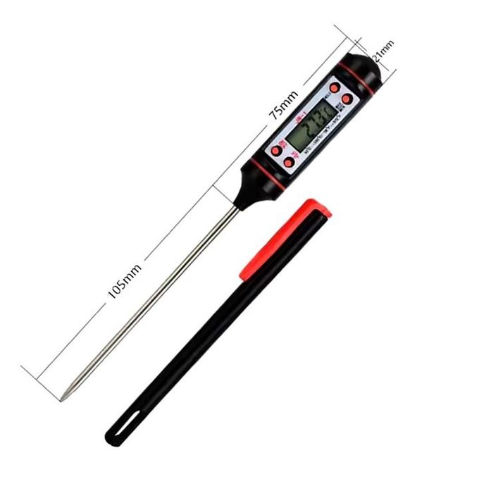 Digital Stainless Cooking Thermometer with Instant Read, Long Probe, LCD Screen, Anti-Corrosion, Best for Food, Meat, Grill, BBQ, Milk, and Bath Water