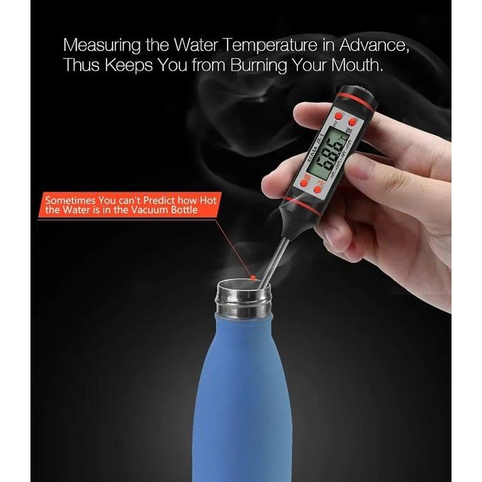 Digital Stainless Cooking Thermometer with Instant Read, Long Probe, LCD Screen, Anti-Corrosion, Best for Food, Meat, Grill, BBQ, Milk, and Bath Water