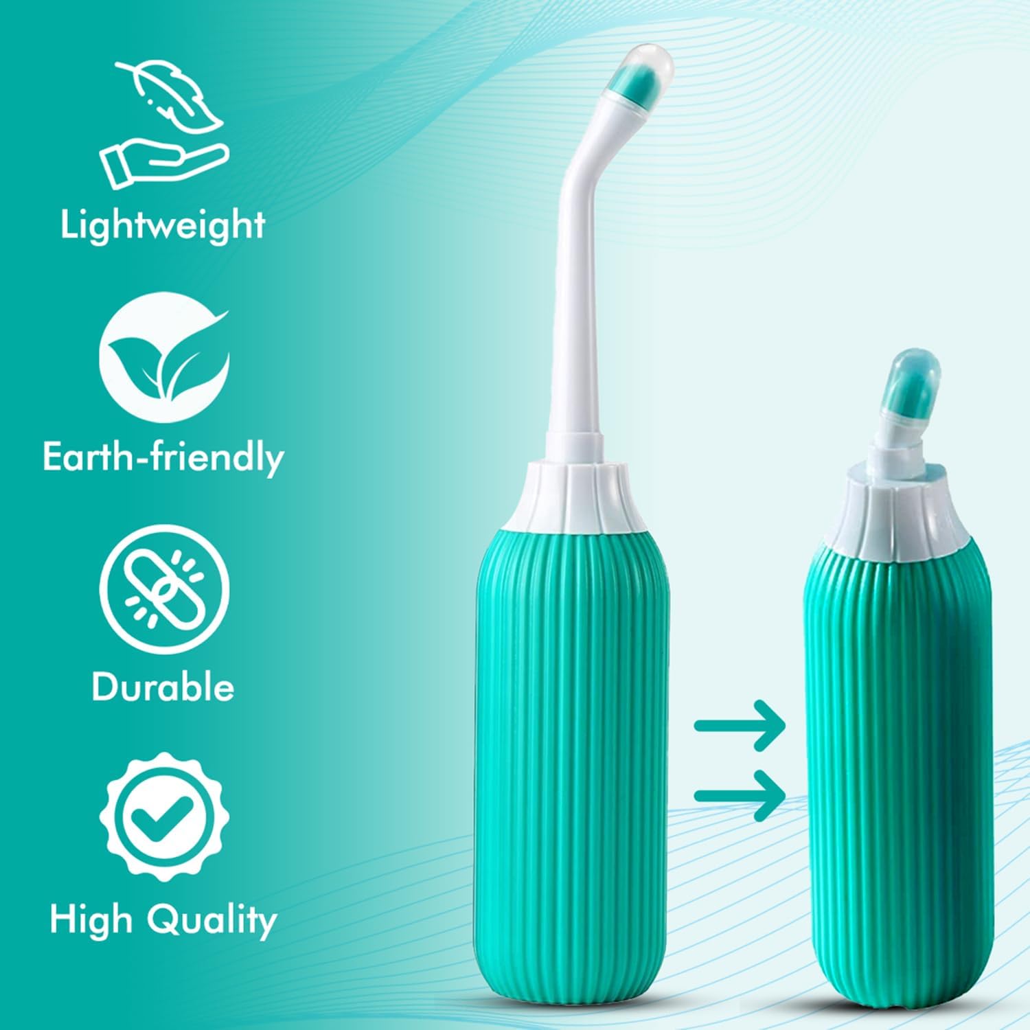 Portable Bidet for Travel - 500 ml Handheld Tushy Spray - Travel Essentials - Peri Bottle for Postpartum Care, Camping - Women and Men - Reusable - Turquoise