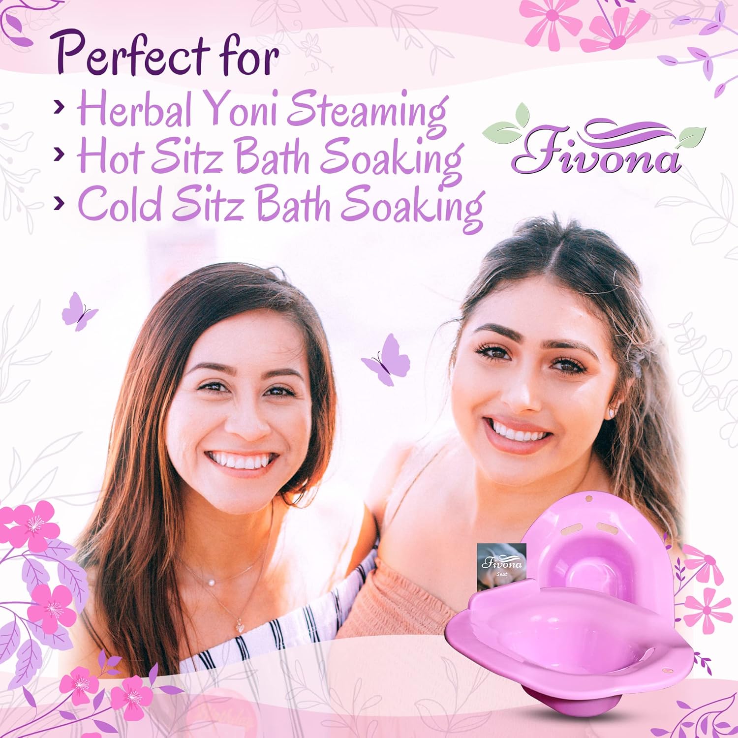 Yoni Steam Seat Over the Toilet for V Steaming and Sitz Bath Soak - Vaginal Steaming Tub - Basin for Hemorrhoids and Postpartum Care - Fits Most Toilet Shapes +herbs