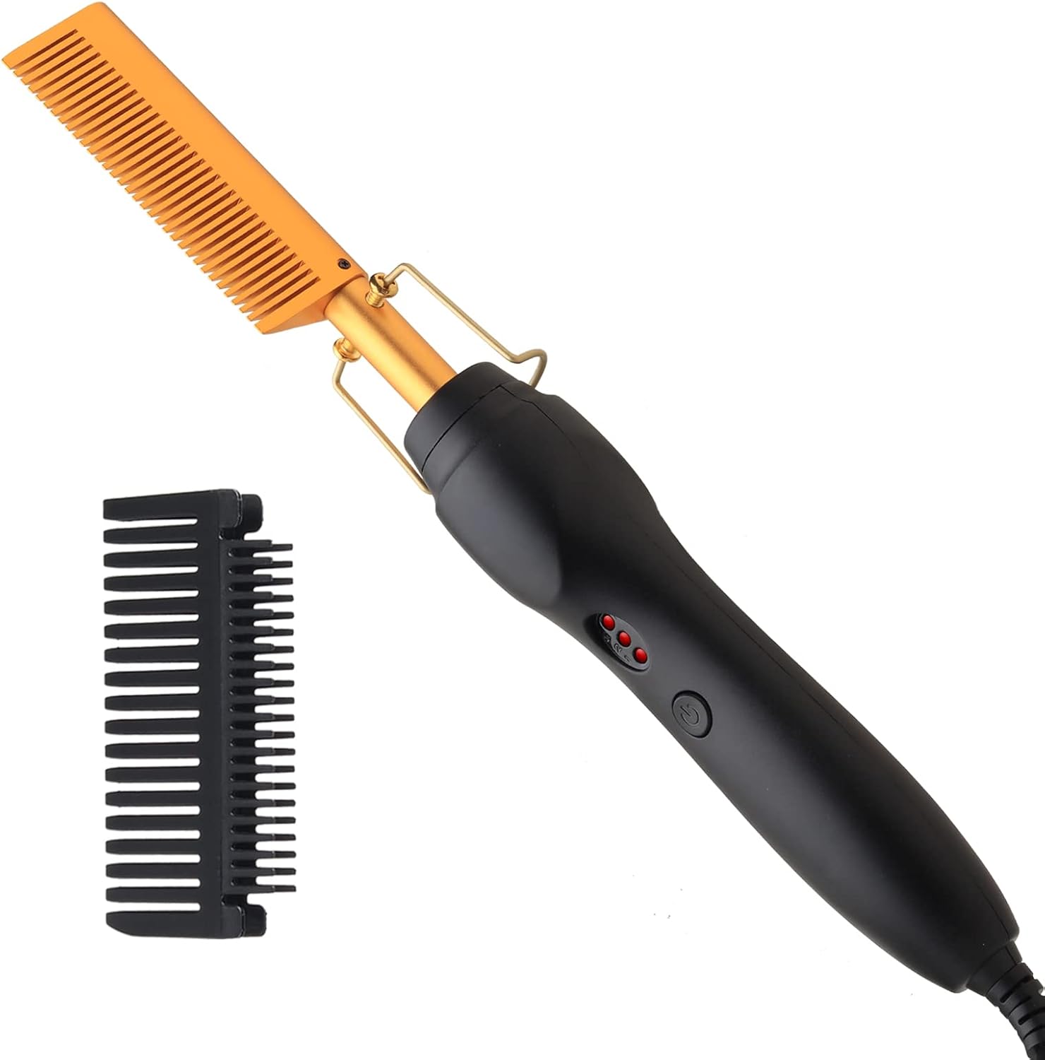Hot Comb Electric Pressing Comb with Anti-Scald and Ceramic Plates - Versatile Hair Straightener, Curler, and Heated Brush for Beard Styling and Travel