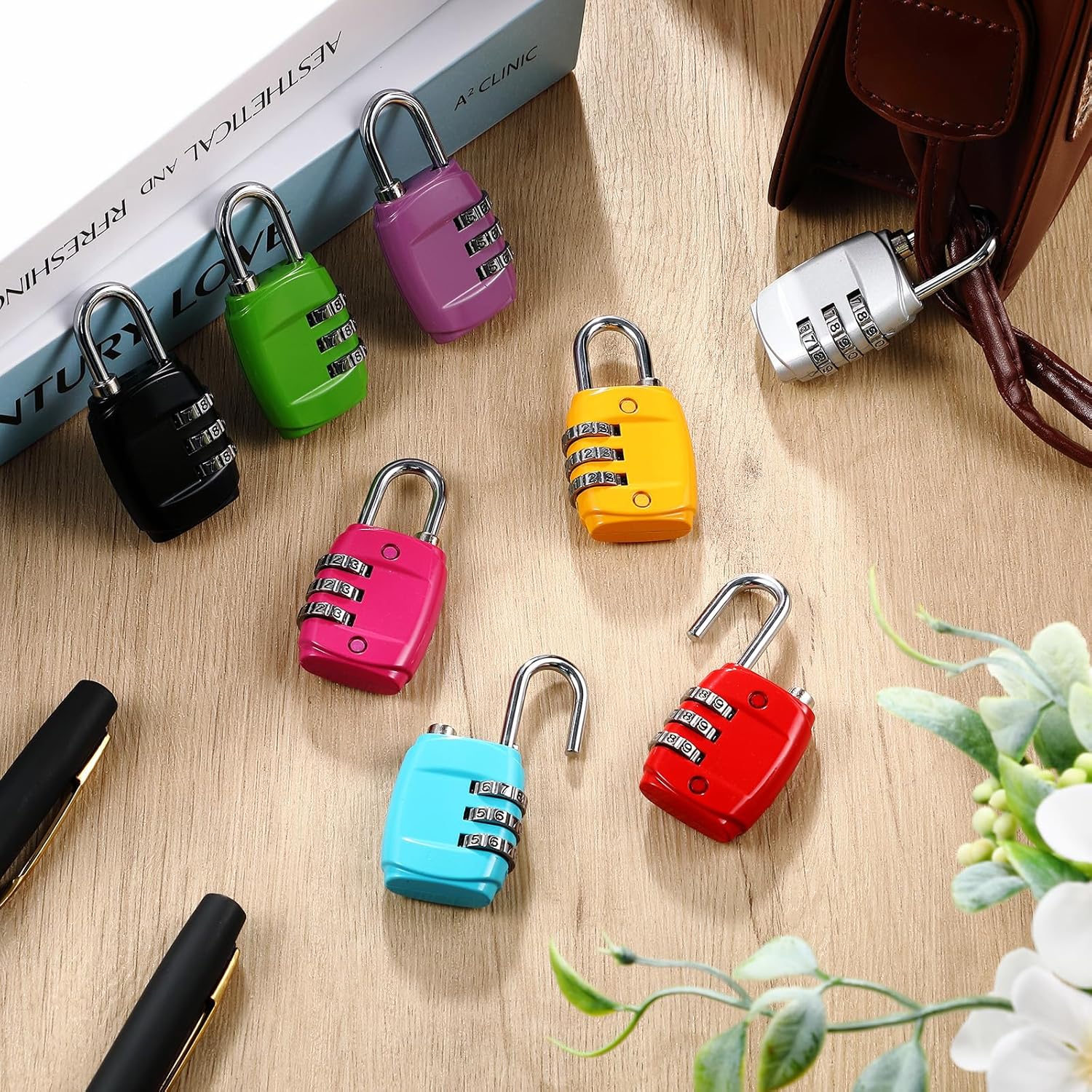3 Digit Combinations Padlock Safe Cipher Lock Mini Combination Resettable Number for Suitcases Luggage Briefcases Computer Bags(Fresh Style,Bright Color)