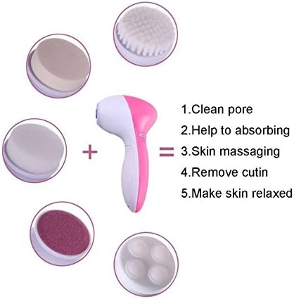 5 in 1 Electric Facial Cleansing Brush, Beauty Face Care Massager Facial Cleaner Massage Tool Suitable for Different Skin Types
