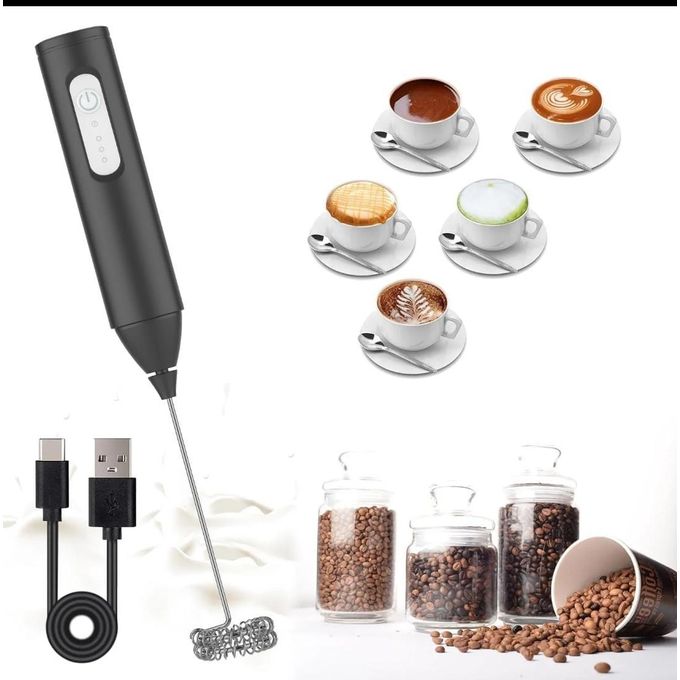 Rechargeable Milk Frother Handheld Foam Maker for Lattes - Whisk Drink Mixer for Coffee, Mini Electric Foamer for Cappuccino, Frappe, Matcha, Hot Chocolate