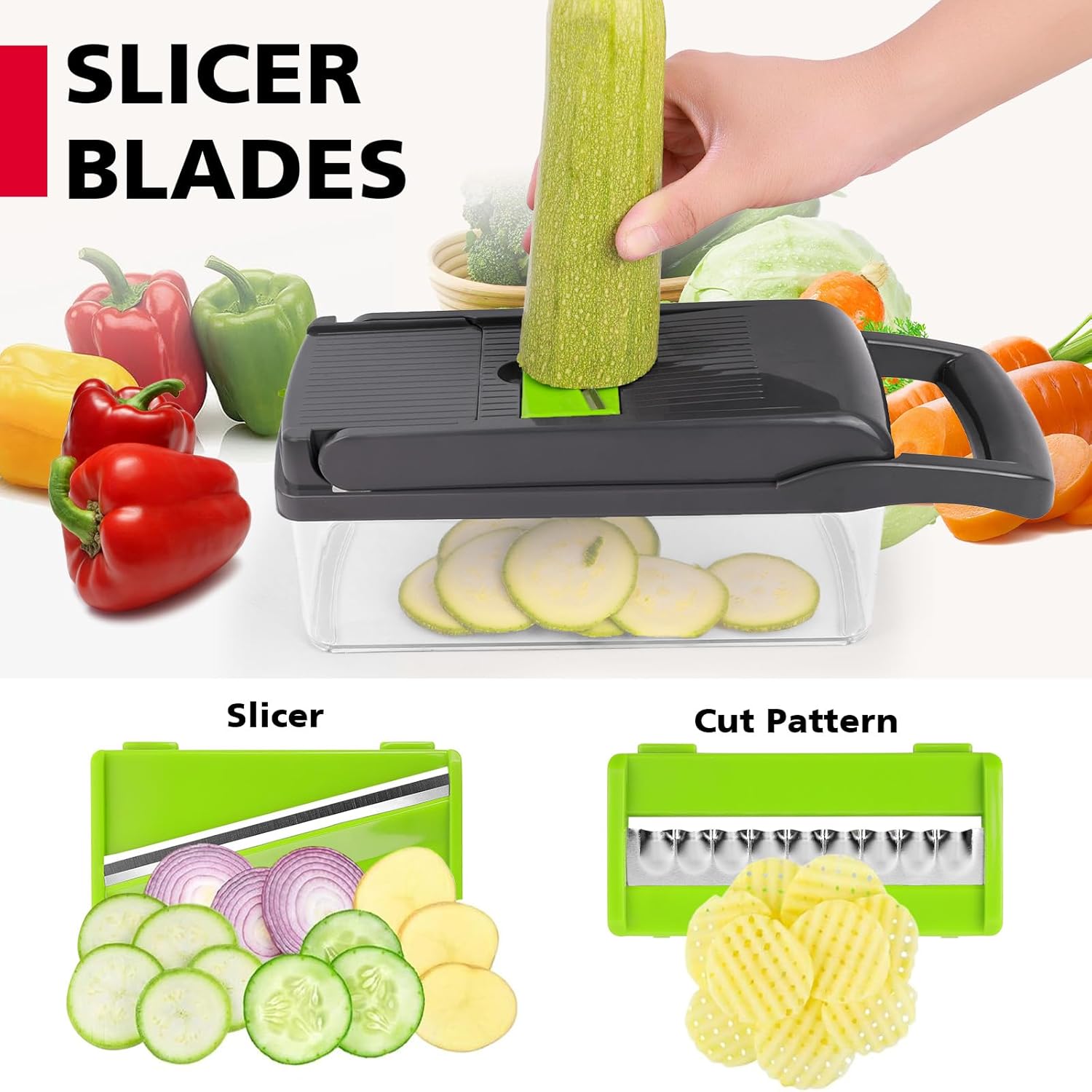 Vegetable Chopper, Pro Food Chopper, 14 in 1 Veggie Chopper,Onion Chopper, Mandoline Slicer, Kitchen Vegetable Slicer-Dicer Cutter, Vegetable Chopper With Container, salad-Garlic chopper