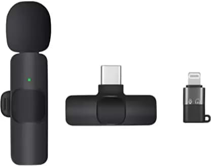 K8 Wireless Microphone, Digital Mini Portable Recording Clip Mic with Receiver for All Type-C Lightning for Vlogging Online Class, Zoom Call