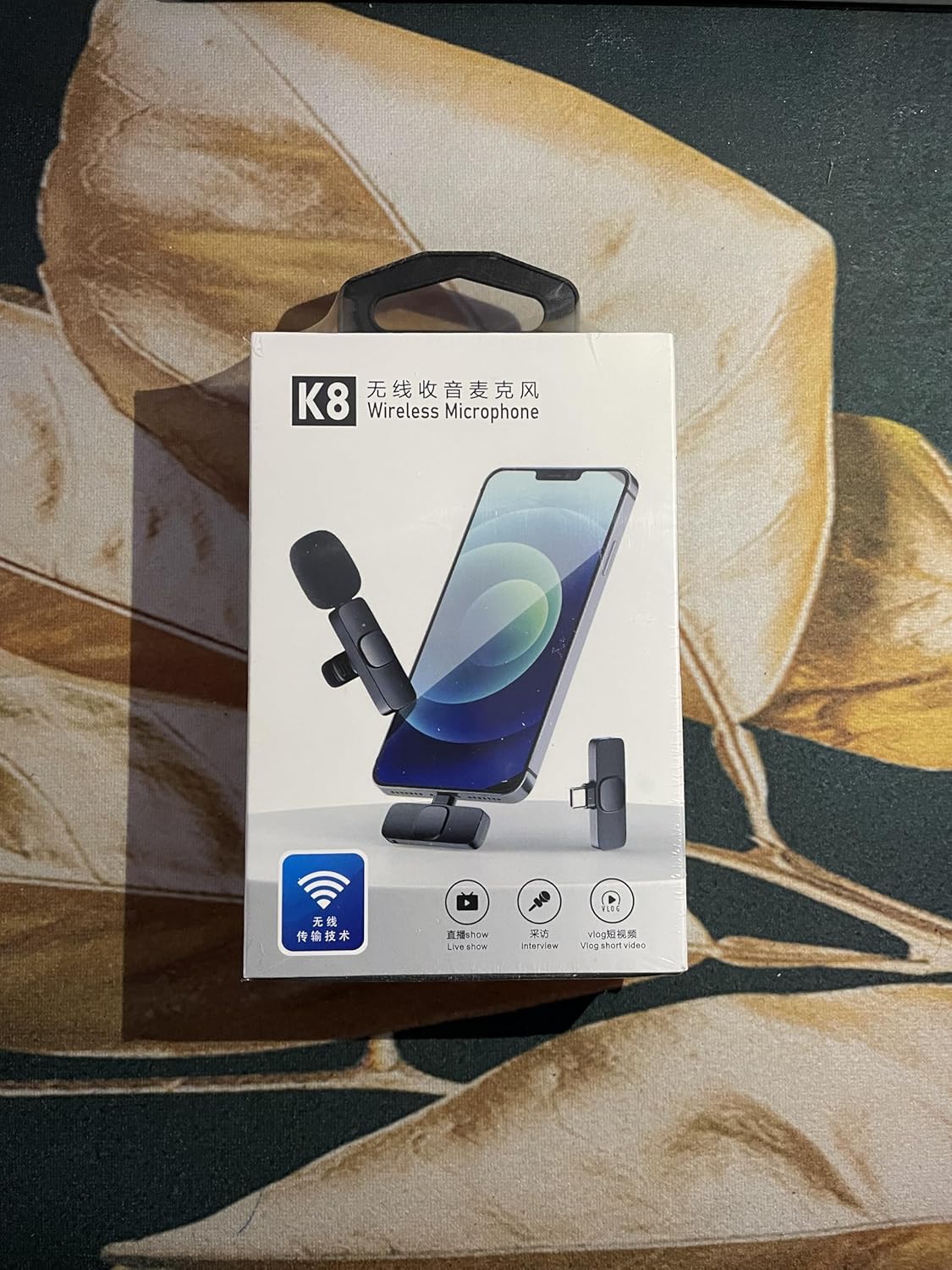 K8 Wireless Microphone, Digital Mini Portable Recording Clip Mic with Receiver for All Type-C Lightning for Vlogging Online Class, Zoom Call