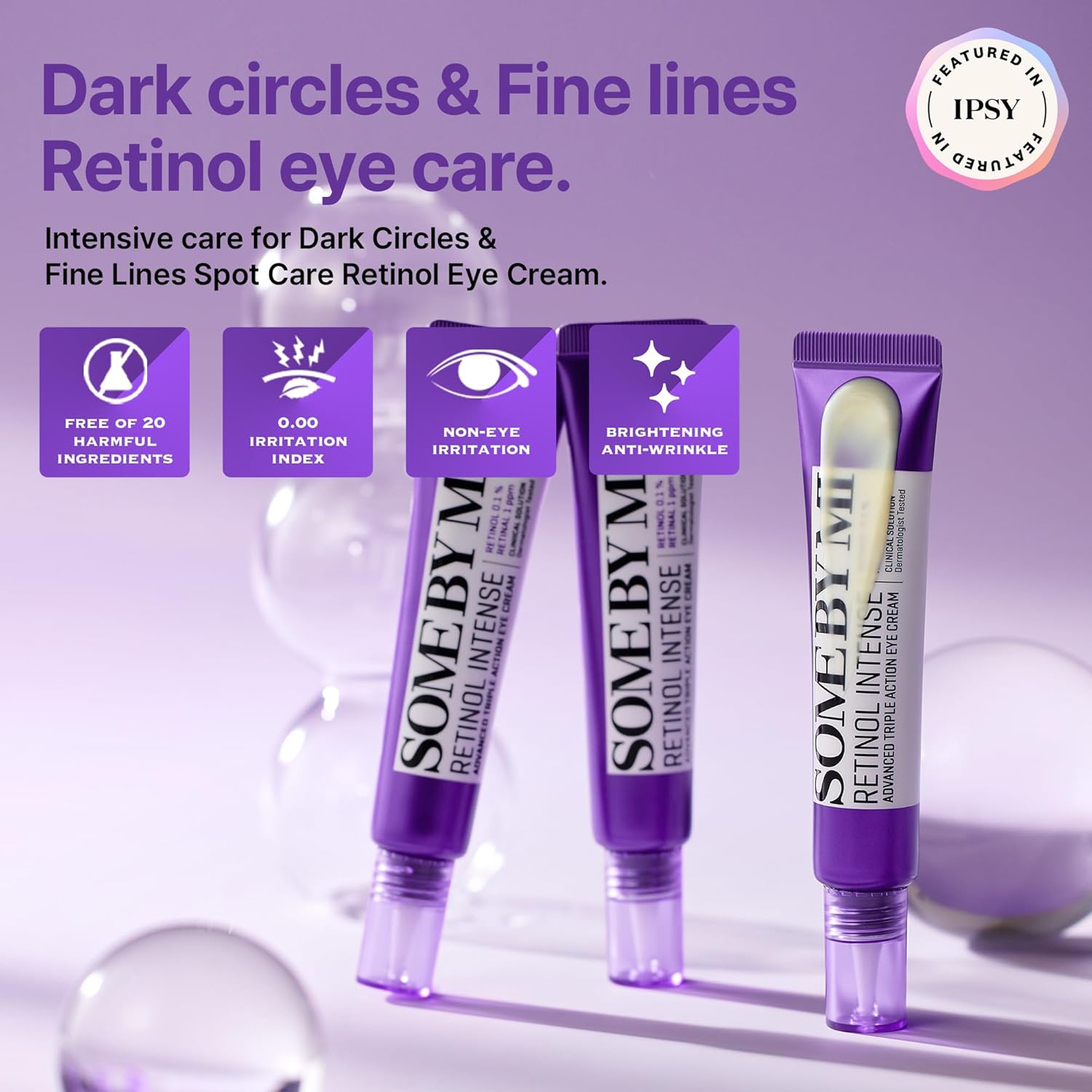 Some By Mi Retinol Intense Advance Triple Action Eye Cream with Niacinamide & Centella. Removes Dark Circles, Eye Wrinkles, Fine Lines, Prevent Pigmentations, Eye Spots, Firms, Smooths & Elasticity