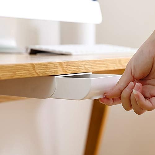 Hidden Storage Box Drawer Organizer Plastic Boxes Key Storage Holder Desk Accessories  Self-Adhesive Pencil Tray Drawer,Under Desk Holder Storage Box