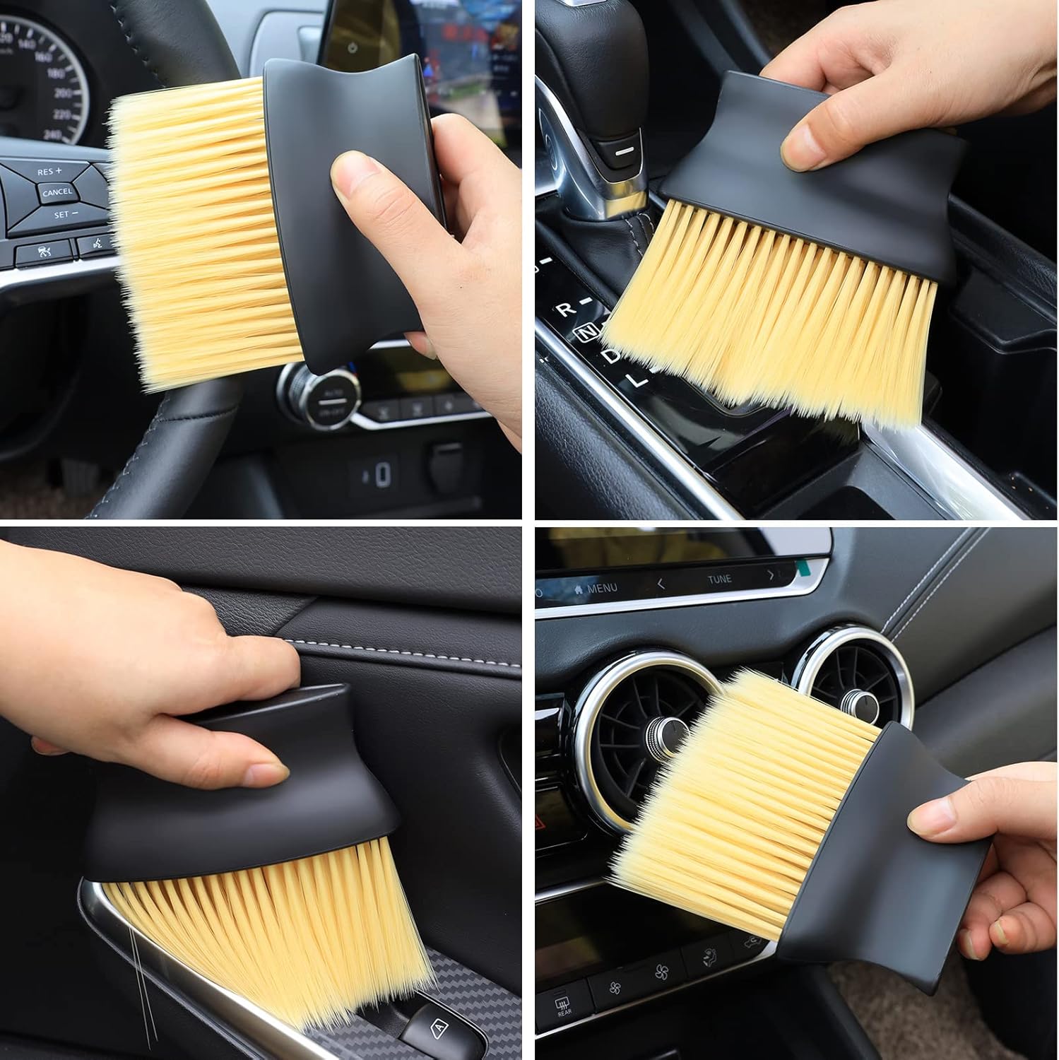 Car Air Vent Cleaning Soft Brush with Casing Car Interior Cleaning Tool Artificial Car Brush Car Crevice Dusting Car Detailing