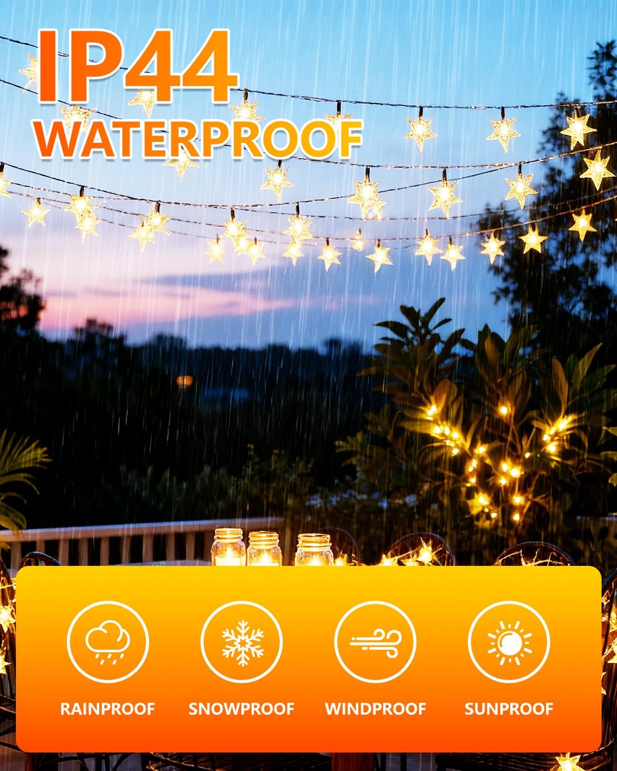 3M LED Light Crystal Ball Star Lights Outdoor Garden Camping Light String 20 LED Lights Garland Light Led String Lights Ramadan Decorations Christmas Festive Atmosphere Lights