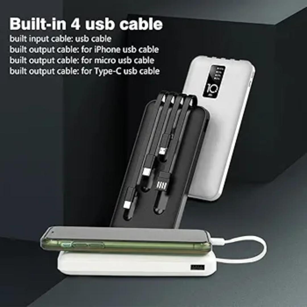 JRechargeable 20000mAh Mobile Power Bank Mobile Powerbank With Built-In 3 In 1 Cable LED Display Fast Charging fast charging external battery charger