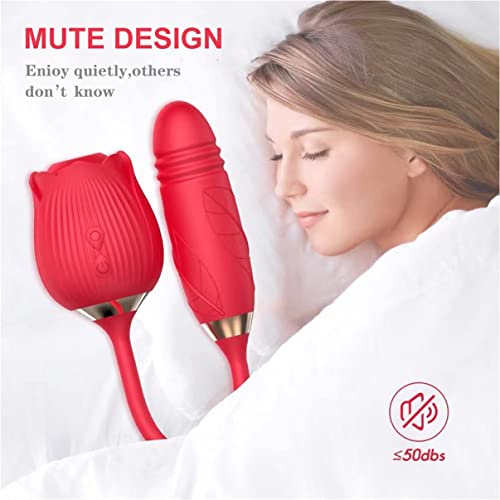 Rose Sex Stimulator for Women, Rose Toy Quiet 10 Modes for Women Adult Toy Machine Pleasure Gifts-H01Y with 10 Speed Modes, G-spot Dildo Rose Nipple Massager Licking Stimulator for Women