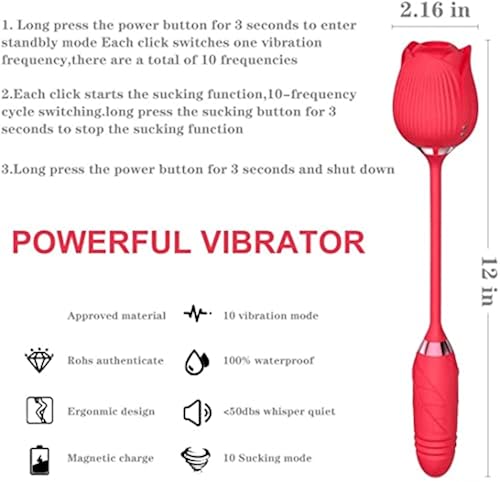 Rose Sex Stimulator for Women, Rose Toy Quiet 10 Modes for Women Adult Toy Machine Pleasure Gifts-H01Y with 10 Speed Modes, G-spot Dildo Rose Nipple Massager Licking Stimulator for Women