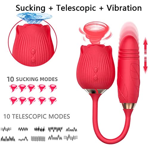 Rose Sex Stimulator for Women, Rose Toy Quiet 10 Modes for Women Adult Toy Machine Pleasure Gifts-H01Y with 10 Speed Modes, G-spot Dildo Rose Nipple Massager Licking Stimulator for Women