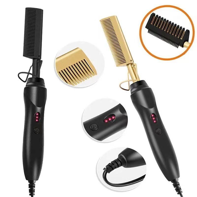 2 in 1 Hot Comb Straightener Electric Hair Straightener Hair Curler Wet Dry Use Hair Flat Irons Hot Heating Comb For Hair