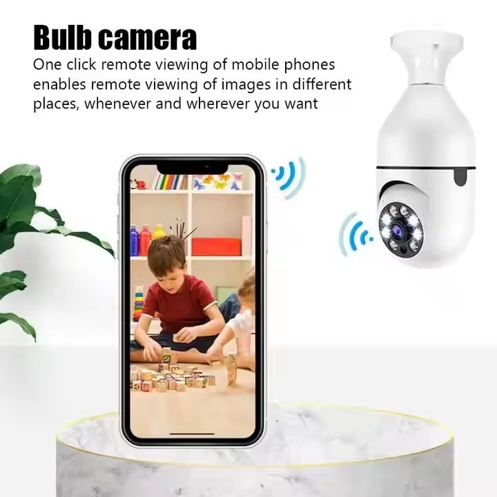 3MP 2.4G/5G Wi-Fi 1080P Bulb Surveillance Camera Home CCTV Hidden Cameras Real Night Vision Full Color Automatic Human Tracking Zoom Indoor Security Monitor Wi-Fi Camera