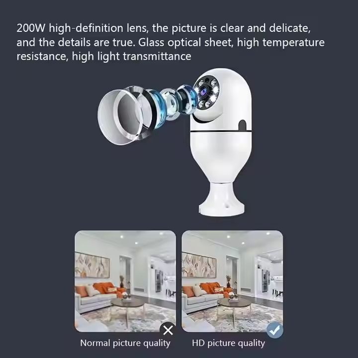 3MP 2.4G/5G Wi-Fi 1080P Bulb Surveillance Camera Home CCTV Hidden Cameras Real Night Vision Full Color Automatic Human Tracking Zoom Indoor Security Monitor Wi-Fi Camera