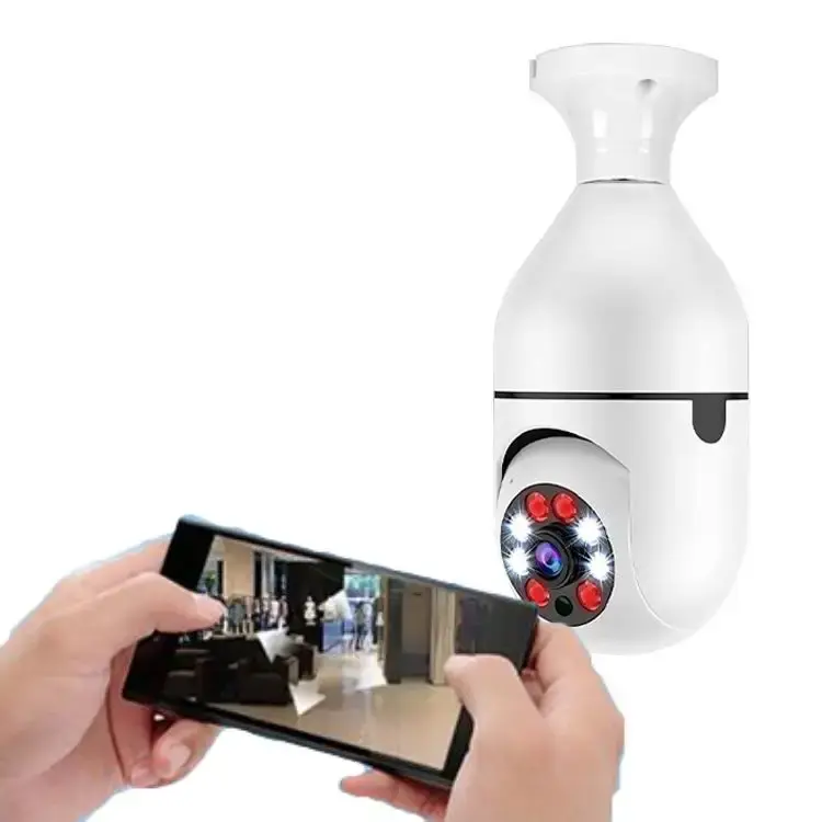 3MP 2.4G/5G Wi-Fi 1080P Bulb Surveillance Camera Home CCTV Hidden Cameras Real Night Vision Full Color Automatic Human Tracking Zoom Indoor Security Monitor Wi-Fi Camera