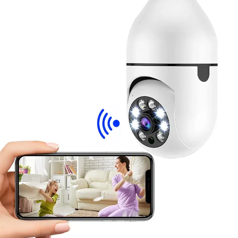 3MP 2.4G/5G Wi-Fi 1080P Bulb Surveillance Camera Home CCTV Hidden Cameras Real Night Vision Full Color Automatic Human Tracking Zoom Indoor Security Monitor Wi-Fi Camera