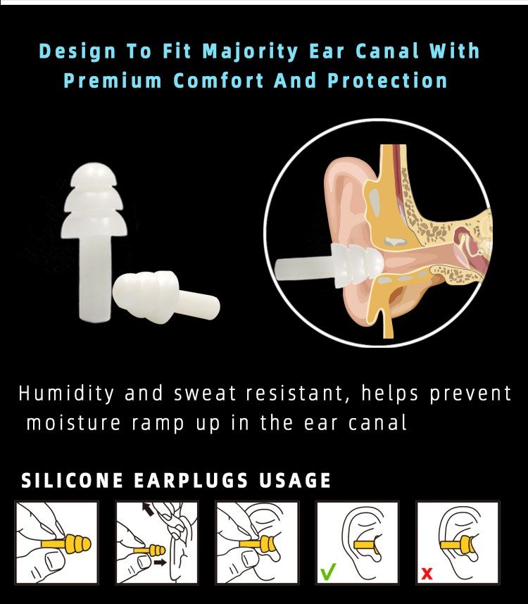 New Comfort Earplugs Noise Reduction Silicone Soft Ear Plugs Swimming Silicone Earplugs Protective For Sleep