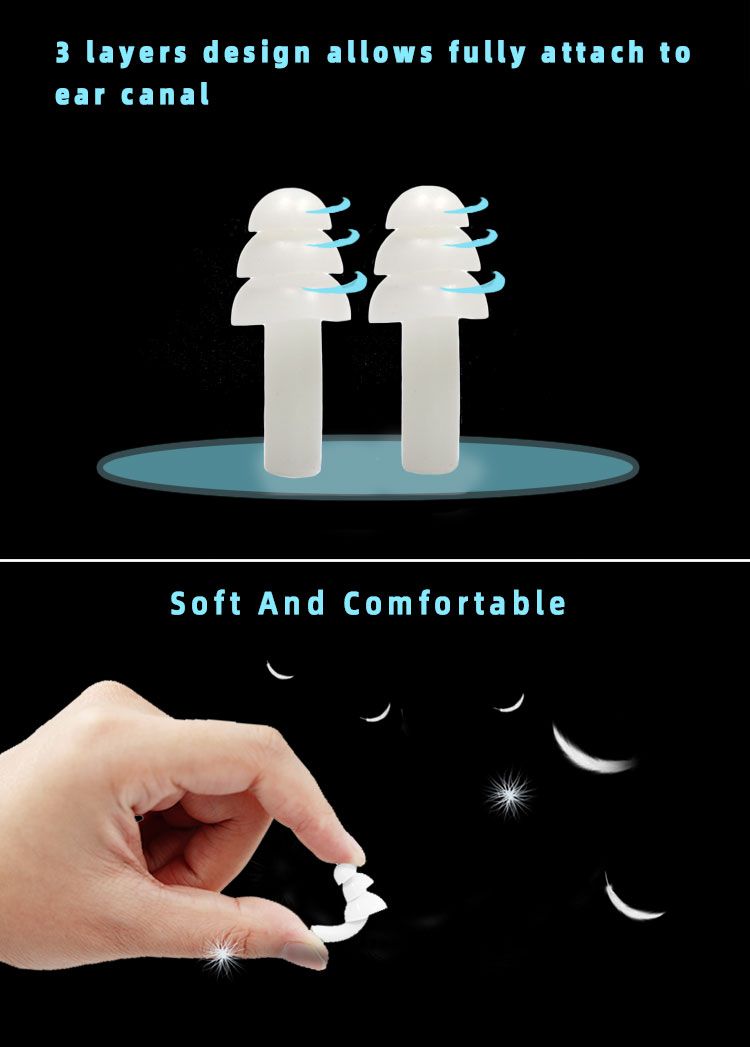 New Comfort Earplugs Noise Reduction Silicone Soft Ear Plugs Swimming Silicone Earplugs Protective For Sleep