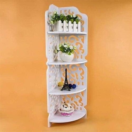 White Triangular 4 layer corner shelf Size 20cm by 80cm